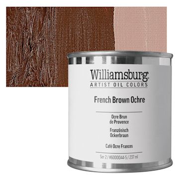 Open in modal - Williamsburg Handmade Oil Paint - French Brown Ochre, 8 oz can and swatch