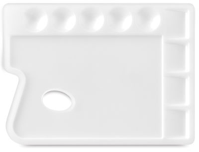 Richeson Rectangular Plastic Palette - Top view showing square and round wells and thumb hole