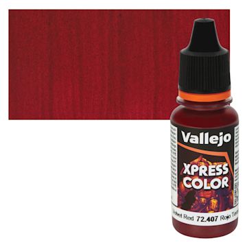 Open in modal - Vallejo Xpress Color Acrylic Paint - Velvet Red 18 ml Bottle and Swatch