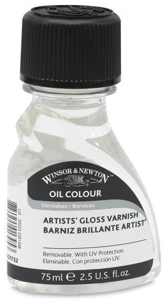 Winsor & Newton Original Artists' Varnish - Front view of bottle of Gloss Varnish