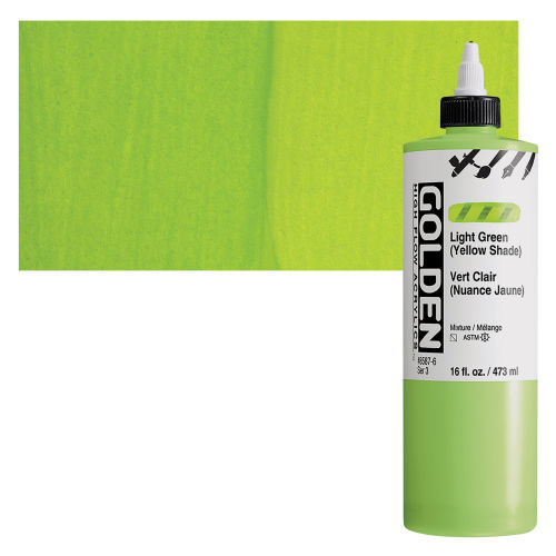 Golden High Flow Acrylic - Light Green (Yellow Shade), 16oz Bottle