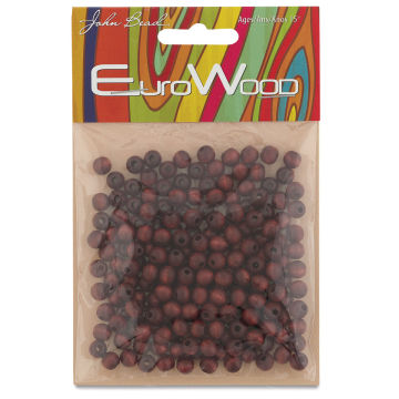 John Bead Euro Wood Beads - Mahogany, Round, 6 mm, Pkg of 200