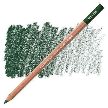 Open in modal - Caran d'Ache Pastel Pencil - Dark Green pencil and swatch
