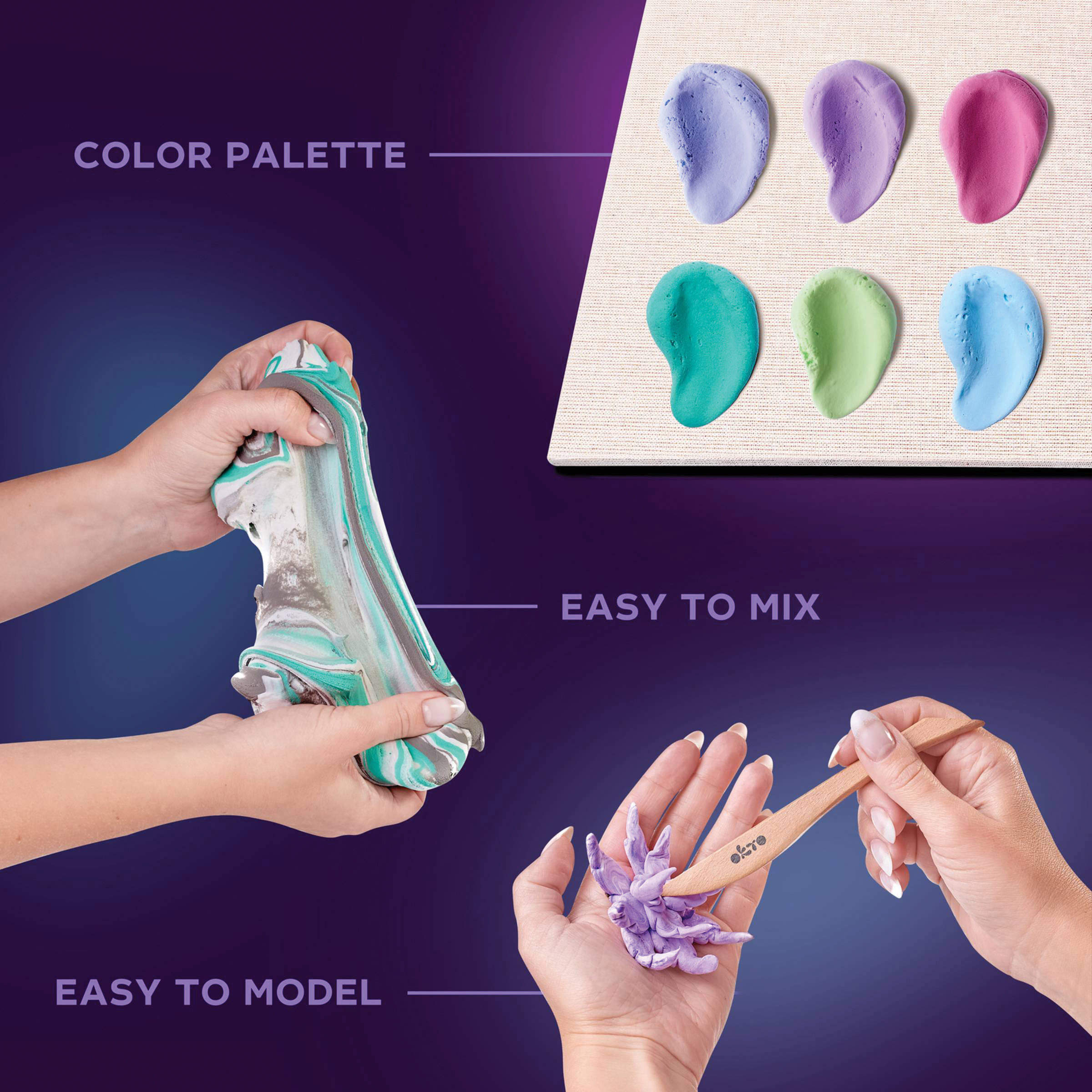Okto Sensory Art DIY Wood & Craft Clay Kit - Succulents