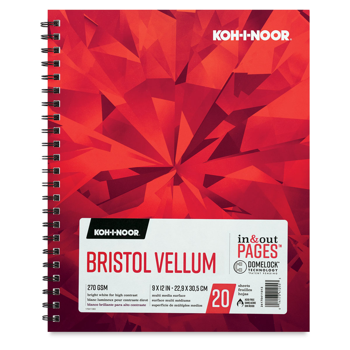 Koh-I-Noor Hidden Wire Bristol Smooth Sketchbook, 35 Sheets, 9 x 12 