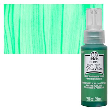 Open in modal - FolkArt Murano Glass Paint - Green, 2 oz bottle and swatch