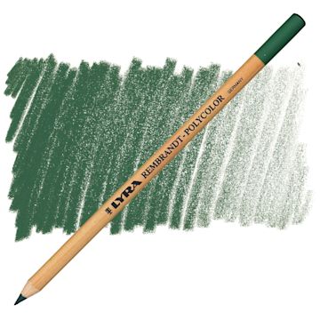 Open in modal - Lyra Rembrandt Polycolor Premium Oil-Based Colored Pencil - Juniper Green pencil and swatch