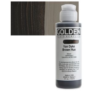 Golden Fluid Acrylics - Van Dyke Brown Historical Hue, 4 oz bottle