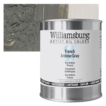 Open in modal - Williamsburg Handmade Safflower Oil Color - French Ardiose Grey, 16 oz Can and swatch