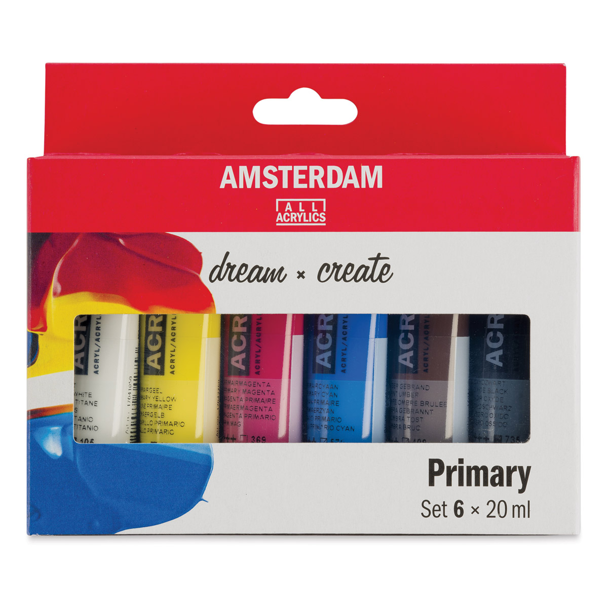 Amsterdam Standard Series Acrylics - Set of 5, Primary Colors, 120 mL, Tubes with 3 Nozzles