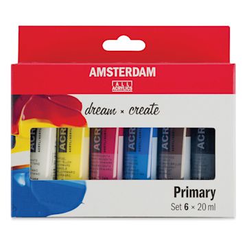 Open in modal - Amsterdam Standard Series Acrylics - Set of 6, Primary Colors, 20 ml, Tubes (In packaging)