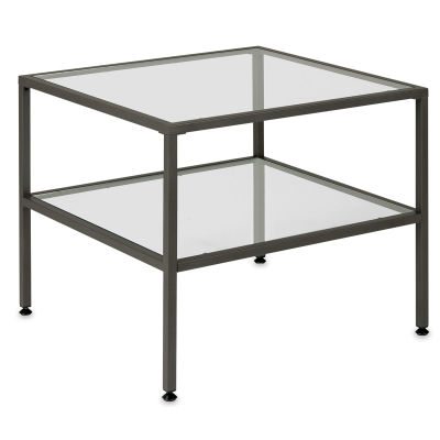 Studio Designs Camber Square End Table - left angle view showing two glass shelves