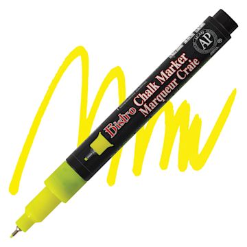 Open in modal - Marvy Uchida Bistro Chalk Marker - Fluorescent Yellow, Extra Fine marker and swatch