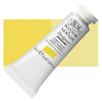 Open in modal - Winsor & Newton Designers Gouache - Primary Yellow, 14 ml tube and swatch