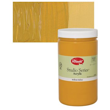 Open in modal - Utrecht Studio Series Acrylic Paint - Yellow Ochre, Quart and swatch