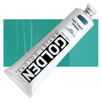 Open in modal - Golden Heavy Body Artist Acrylic - Light Turquoise (Phthalo), 5 oz tube and swatch