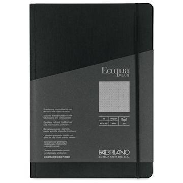 Open in modal - Fabriano Ecoqua Plus Fabric-Bound Notebook - Black, 8-1/4" x 11-7/10", Dot Grid, front cover