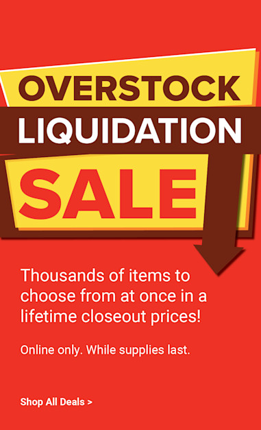 Overstock liquidation sale. Thousands of items to choose from at once in a lifetime closeout prices! Online only. While supplies last. Shop liquidation sale deals.