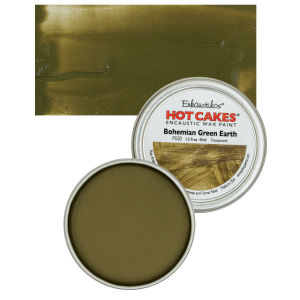 Enkaustikos Hot Cakes Encaustic Wax Paint - Bohemian Green Earth, 45 ml tin