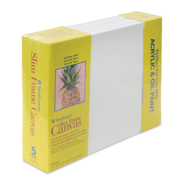 Strathmore 300 Series Slim Frame Stretched Cotton Canvas Pack - 9" x 12", Pkg of 5, at an angle