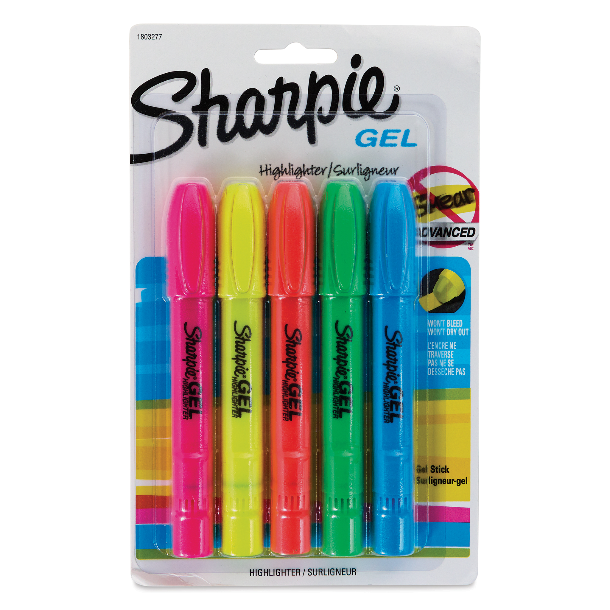 Sharpie 1803277 Gel Highlighter, Assorted Colors, 5 per Pack 