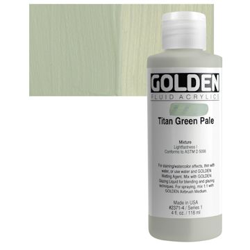 Open in modal - Golden Fluid Acrylic - Titan Green Pale, 4 oz bottle and swatch