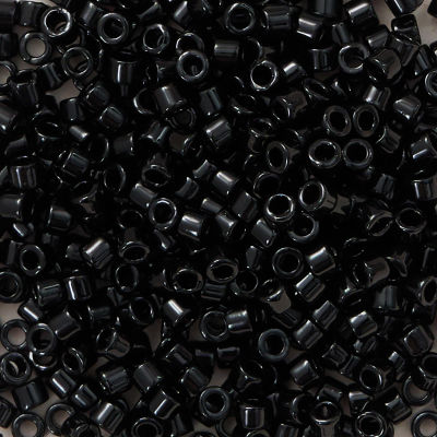 John Bead Miyuki Delica Glass Beads - Black, Glossy (Close-up of beads)