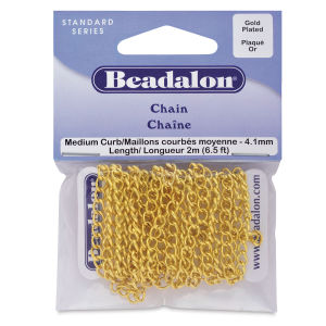 Beadalon Jewelry Chain - Gold, Curb, 4.1 mm x 2 m