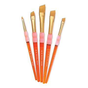 Open in modal - Royal & Langnickel Big Kid's Choice Lil' Grippers Synthetic Brushes - Deluxe Angular, Set of 5