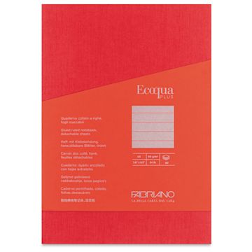 Open in modal - Fabriano Ecoqua Plus Glue-Bound Notebook - Red, 5-4/5" x 8-1/4", Lined, front cover