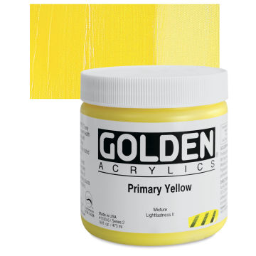 Golden Heavy Body Artist Acrylics - Primary Yellow, 16 oz jar