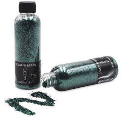 Colorberry Glitter - Deep Green, Chunky, 90 grams, Bottle (Glitter shown in and out of bottle)