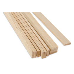 Bud Nosen Balsa Wood Sticks - 1/4" x 1" x 36", Pkg of 10 (view of the ends)