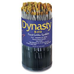 Dynasty Finest Golden Synthetic Shader Brushes - Front view of Canister of 108 Assorted Size Brushes