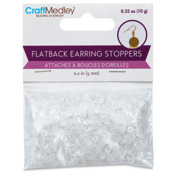 Craft Medley Flatback Earring Stoppers - Clear, 5 mm, Pkg of 200 front of packaging