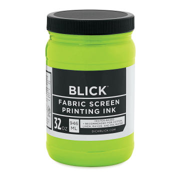 Blick Water-Base Acrylic Textile Screen Printing Ink - Fluorescent Green, Quart