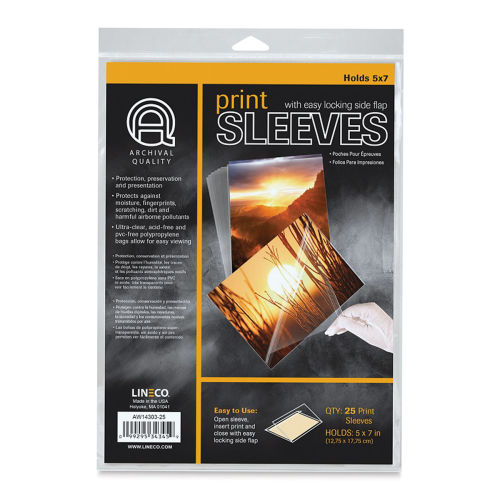 Lineco Digital Print Sleeve Pack - 5 x 7, Clear, Pkg of 25