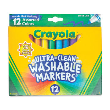 Crayola Classic Washable Marker Set - Classic Colors, Broad Tip, Set of 12 (front of package)