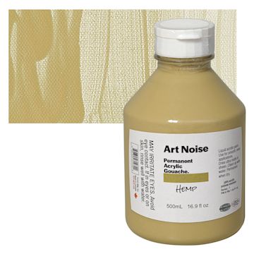 Open in modal - Tri-Art Art Noise Permanent Acrylic Gouache - Hemp, 500 ml, Bottle and swatch