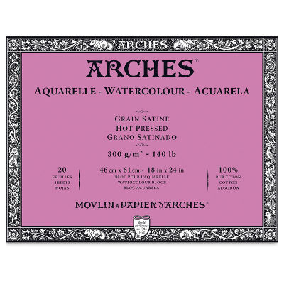 Arches Watercolor Block - 18" x 24", Hot Press, 20 Sheets