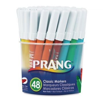 Prang Classic Bullet Tip Art Marker - Front view of Tub of 48 Markers
