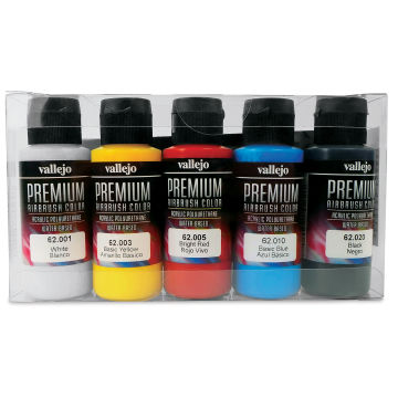 Vallejo Premium Airbrush Colors - 60 ml, Set of 5, Basic Opaque Colors