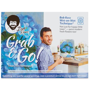 Open in modal - Bob Ross Grab and Go Floral Paint Kit - Happy Blue Hydrangeas