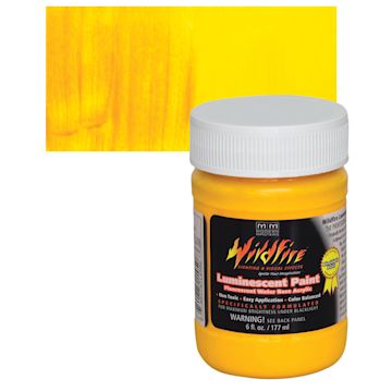 Open in modal - Wildfire Luminescent Fluorescent Acrylic Paint - Deep Yellow, 6 oz and swatch
