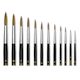 Dynasty Fine Kolinsky Watercolor Round - Closeup of several sizes of Brushes
