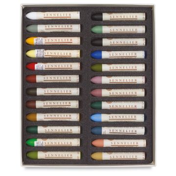 Sennelier Oil Pastel Set - Landscape Colors, Set of 24 (open to show contents)