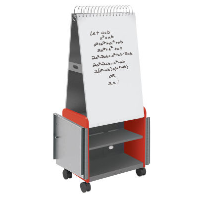 Smith Systems Cascade Spiral Noteboard Unit - Red, Shelves, With Doors