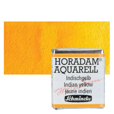 Schmincke Horadam Aquarell Artist Watercolor - Indian Yellow, Half Pan with Swatch