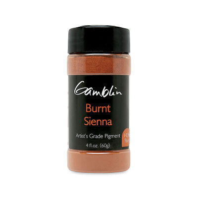 Gamblin Artist's Grade Pigments - Front view of 4 oz bottle of Burnt Sienna pigment