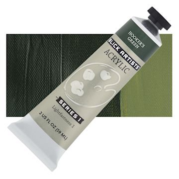 Open in modal - Blick Artists' Acrylic - Hooker's Green, 2 oz tube and swatch